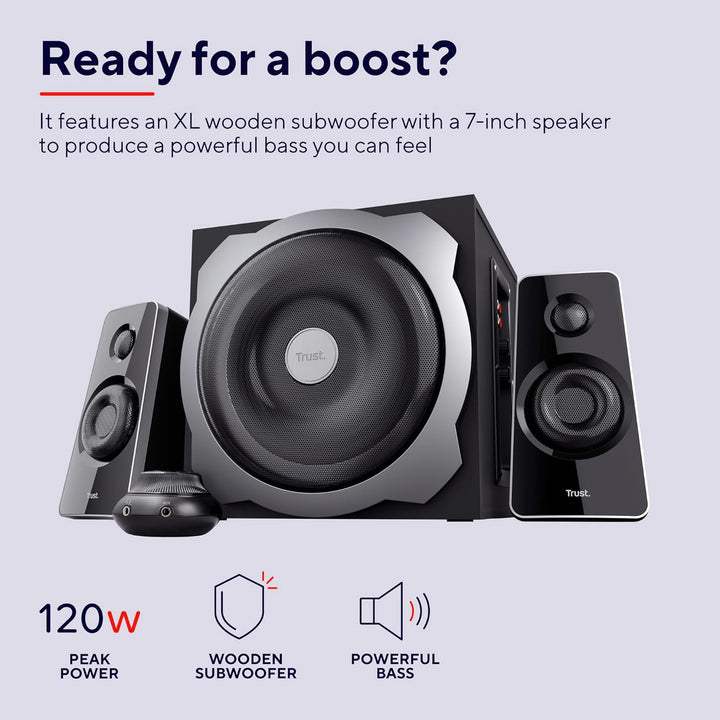 Trust Tytan 2.1 Speaker Set - PC luidspreker met subwoofer, 120 Watt, zwart
