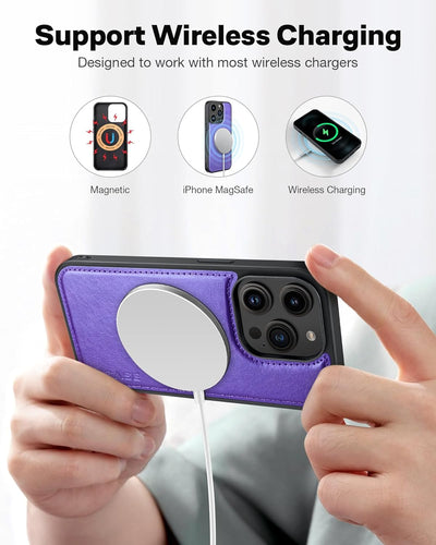 OCASE iPhone 15 Pro Hülle(2in1) Leder Stossfestes Case [Abnehmbare magnetische Hülle] [Kabelloses La