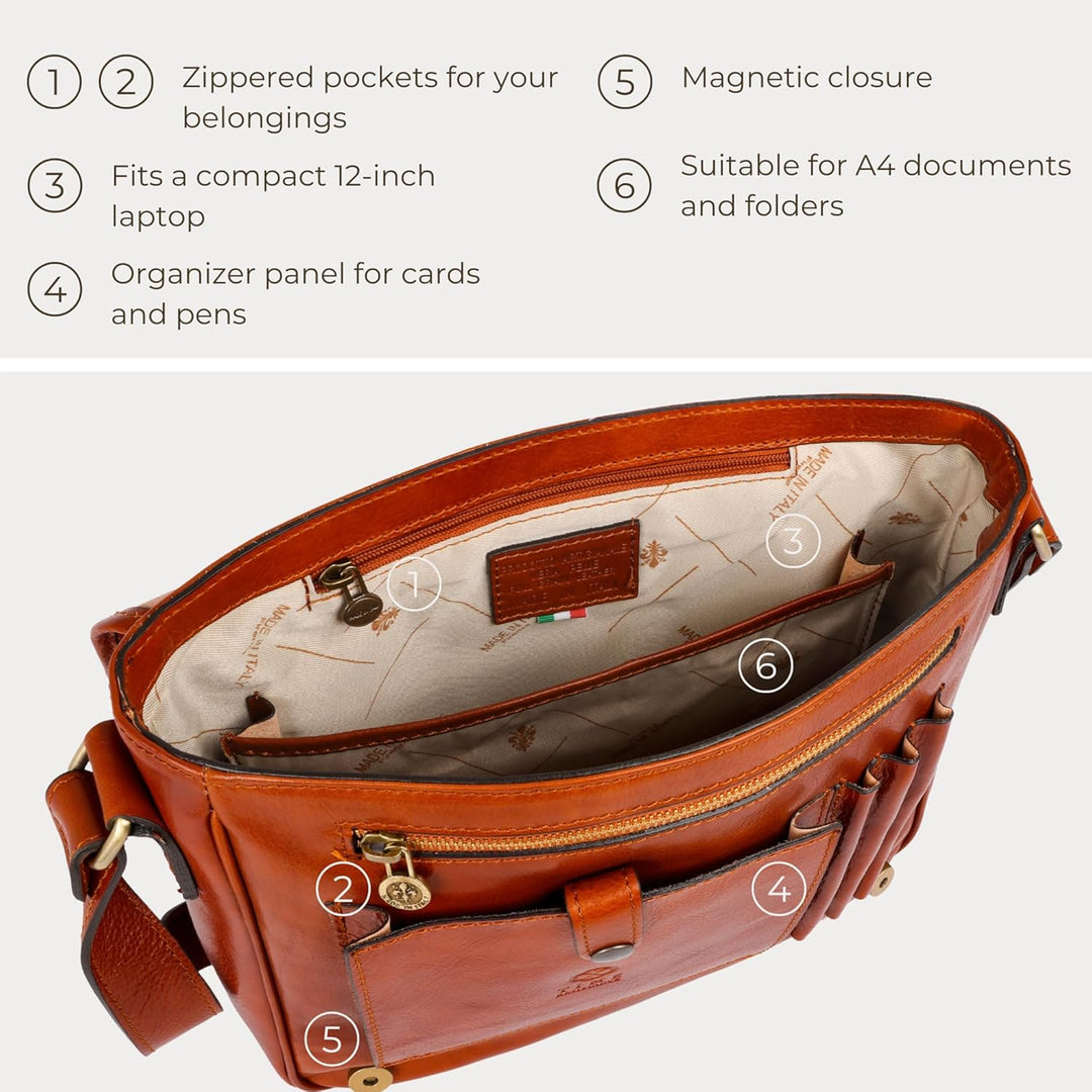 Time Resistance Leder Umhängetasche Herren - Messenger Bags - Arbeitstasche Herren - Elegante Aktent
