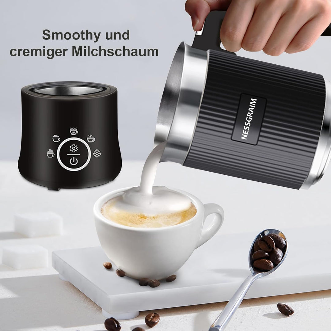 Milchaufschäumer Elektrisch Induktion 5-in-1, Milchschäumer Spülmaschinenfest mit Kakao Funktion für