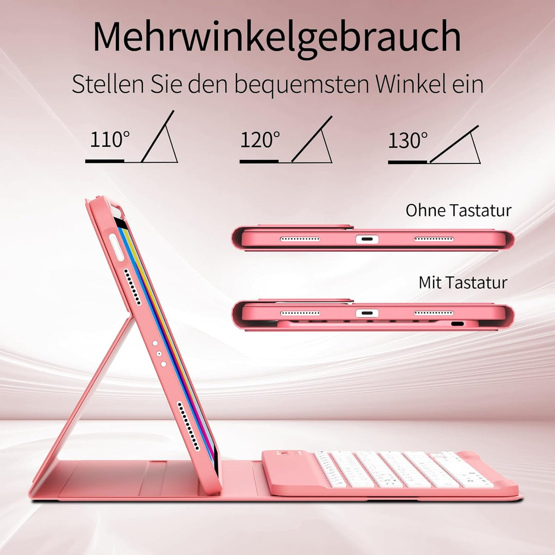 Tastatur Hülle für iPad 11. Generation 2025 A16, iPad 10. Generation 2022 10,9 Zoll, Weiche TPU Hüll