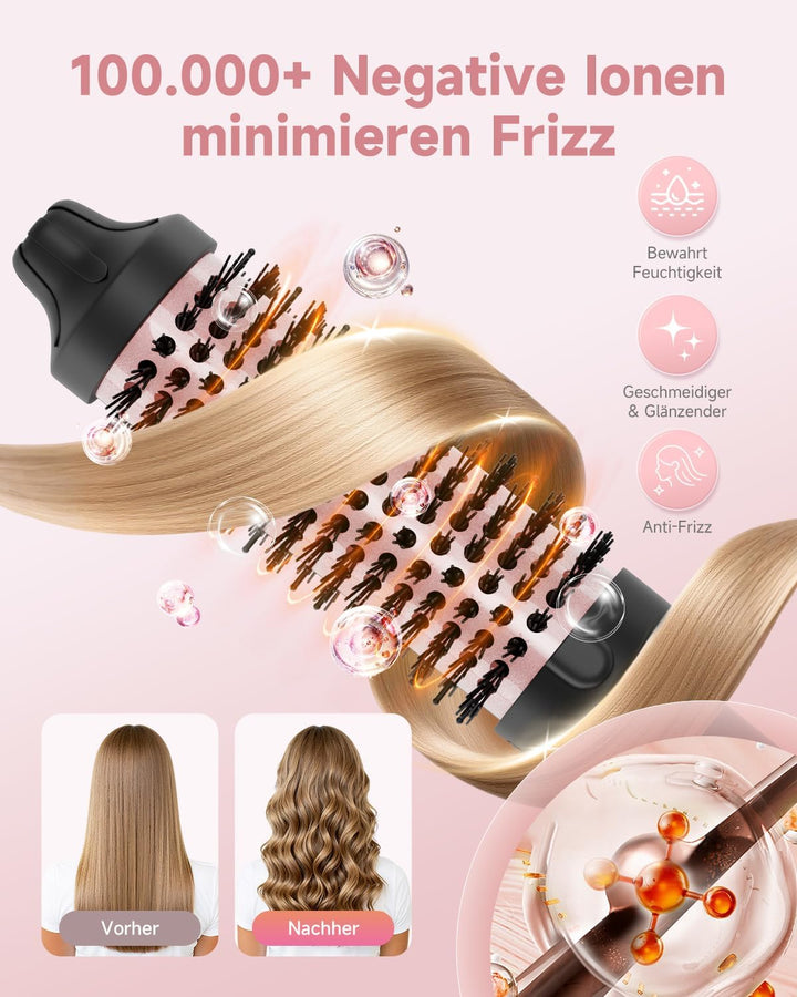 Thermobürste, Thermal Brush 38mm - Runder Heizkamm für natürliche Locken und glatteres Haar, 3 Tempe