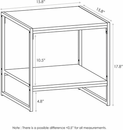 Furinno Camnus Beistelltisch mit 2 Ablageflächen, Holz, 40 x 40.39 x 45.72 cm Columbia Walnuss, Colu