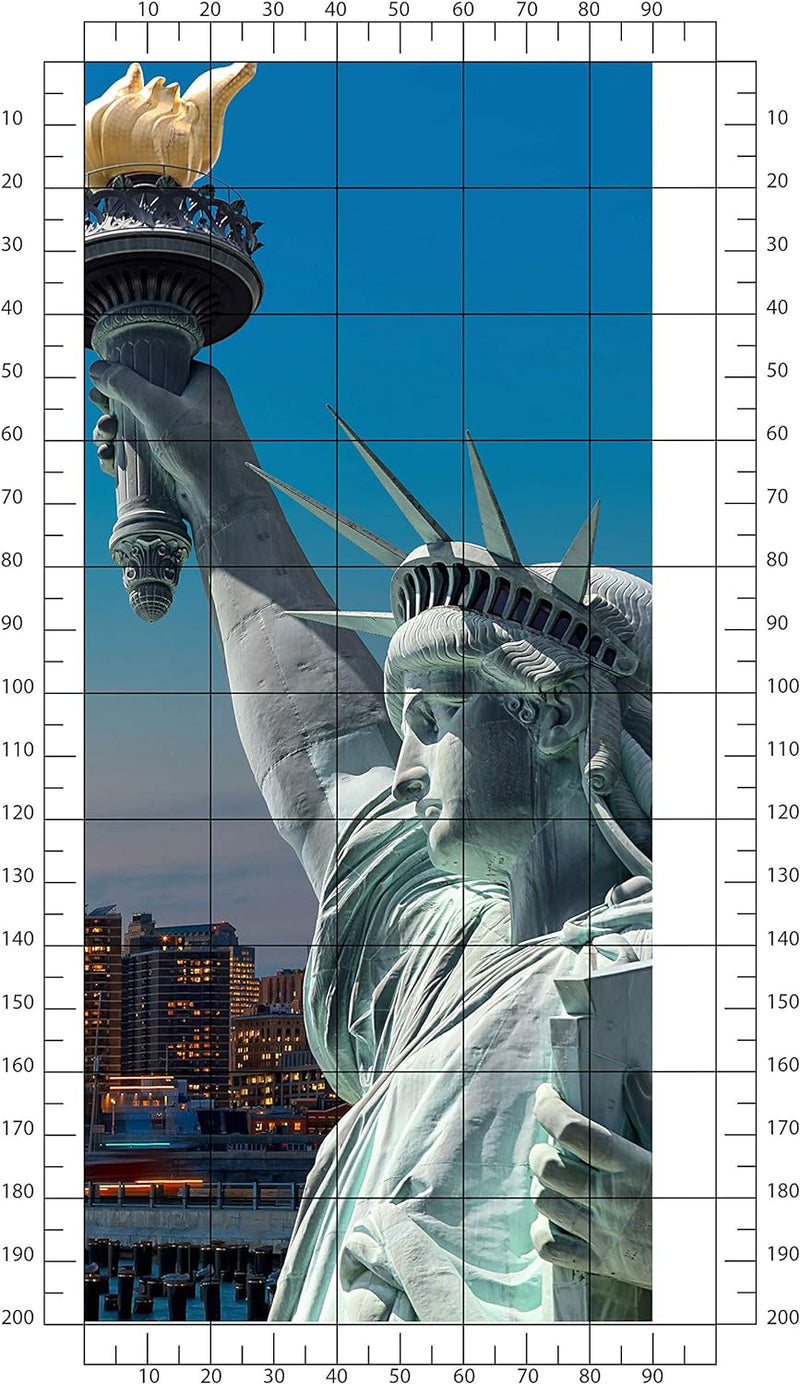 wandmotiv24 Türtapete New York Skyline Freiheitsstatue 90 x 200cm (B x H) - Dekorfolie selbstklebend