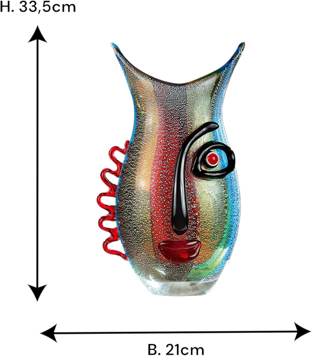 GILDE GLAS art Vase - Glasvase - Statue - Deko Wohnzimmer modern - H 32 cm Höhe 32 cm 1_mehrfarbig,