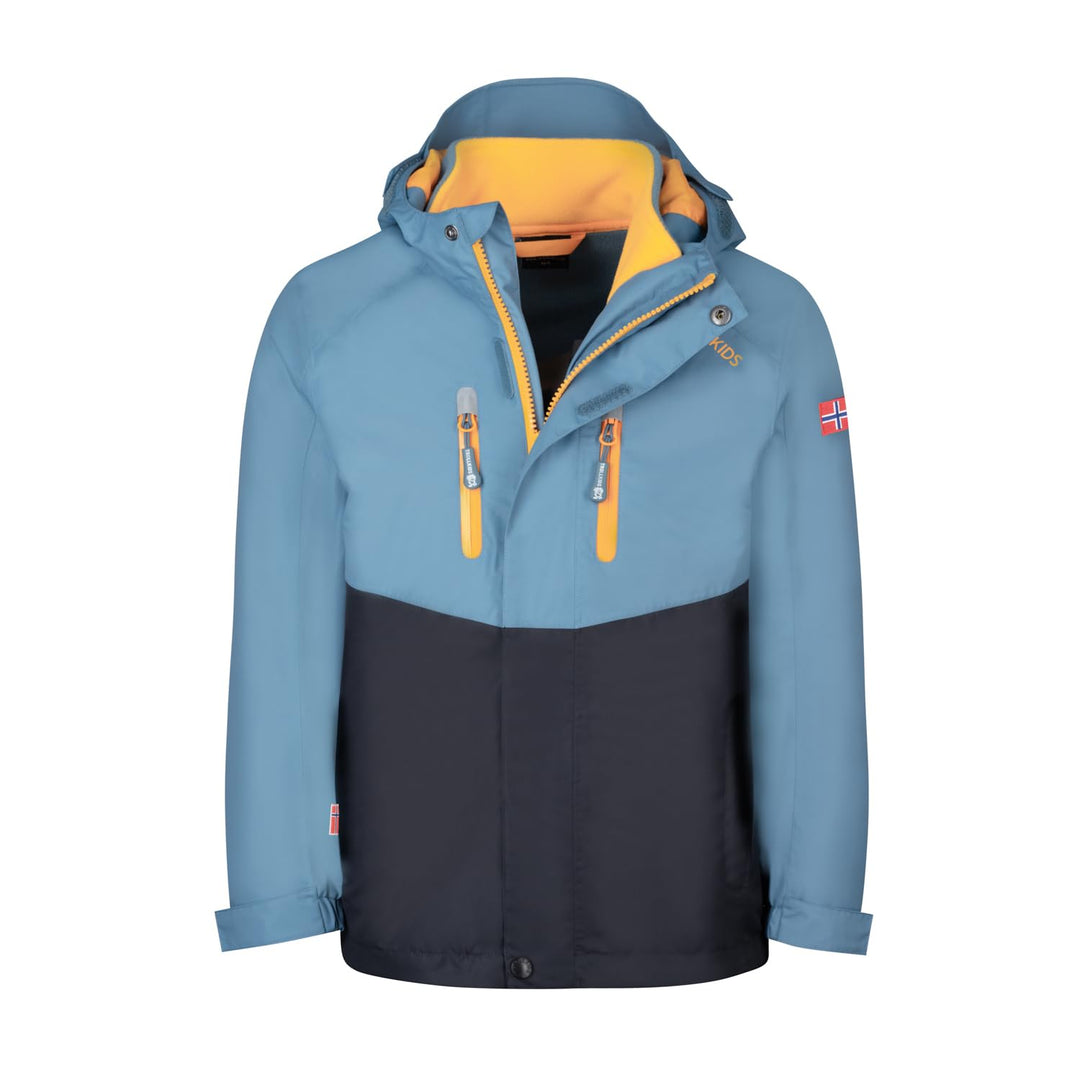 Trollkids Kinder Bryggen wasserdichte winddichte 3in1 Jacke 98 Stahlblau/Schwarz/Mango, 98 Stahlblau