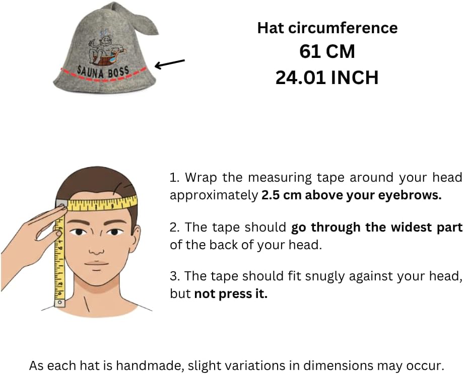 Saunahut für Damen und Herren aus Filz - Sauna Boss – Grau Saunahut für Herren und Damen aus 100Proz