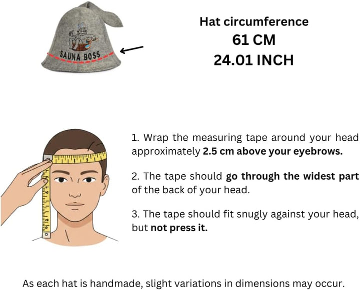 Saunahut für Damen und Herren aus Filz - Sauna Boss – Grau Saunahut für Herren und Damen aus 100Proz