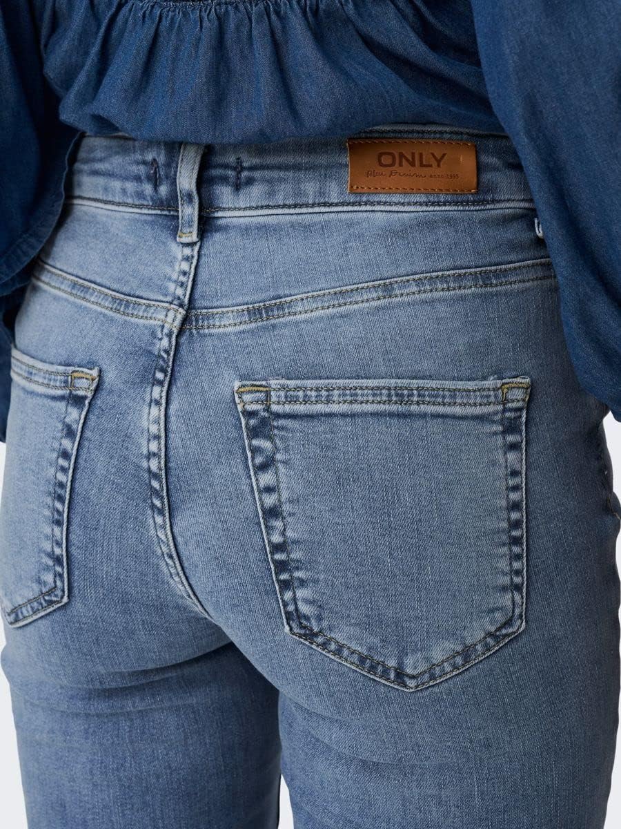 ONLY Female Flared fit Jeans ONLBLUSH Hohe Taille Ausgestellt Jeans S / 30L Light Medium Blue Denim,