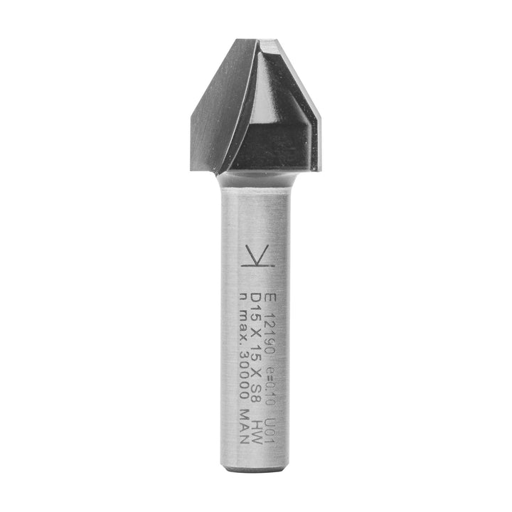 ENT 12190 Schriftenfräser HW, Schaft (S) 8 mm, Durchmesser (D) 4,5 mm, NL 15,1 mm, E 60°, SL 32 mm,
