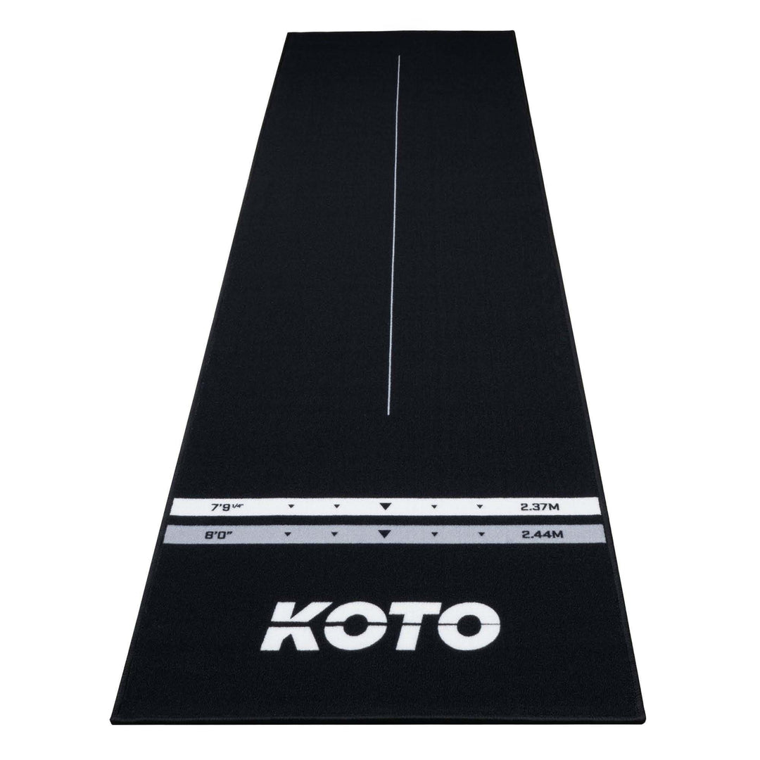 KOTO - Schwarze Teppich Dartmatte 285 x 80 cm, Gummi Dartmatte, 4 Wurfleinen, Mittellinie, & Boden u