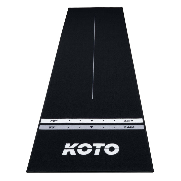 KOTO - Schwarze Teppich Dartmatte 285 x 80 cm, Gummi Dartmatte, 4 Wurfleinen, Mittellinie, & Boden u