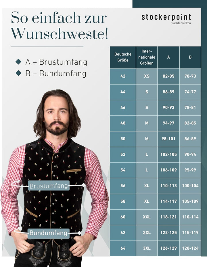 Stockerpoint Herren Trachtenweste Calzado 46 Schwarz, 46 Schwarz