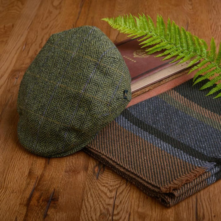 Mucros Weavers Irish Trinity Flat Cap für Herren Newsboy Hut XL Green Herringbone, XL Green Herringb