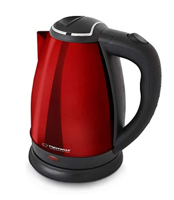 Esperanza 1,8 Liter Edelstahl Design Wasserkocher 360° drehbare Basisstation, Metall, glänzend (Rot)