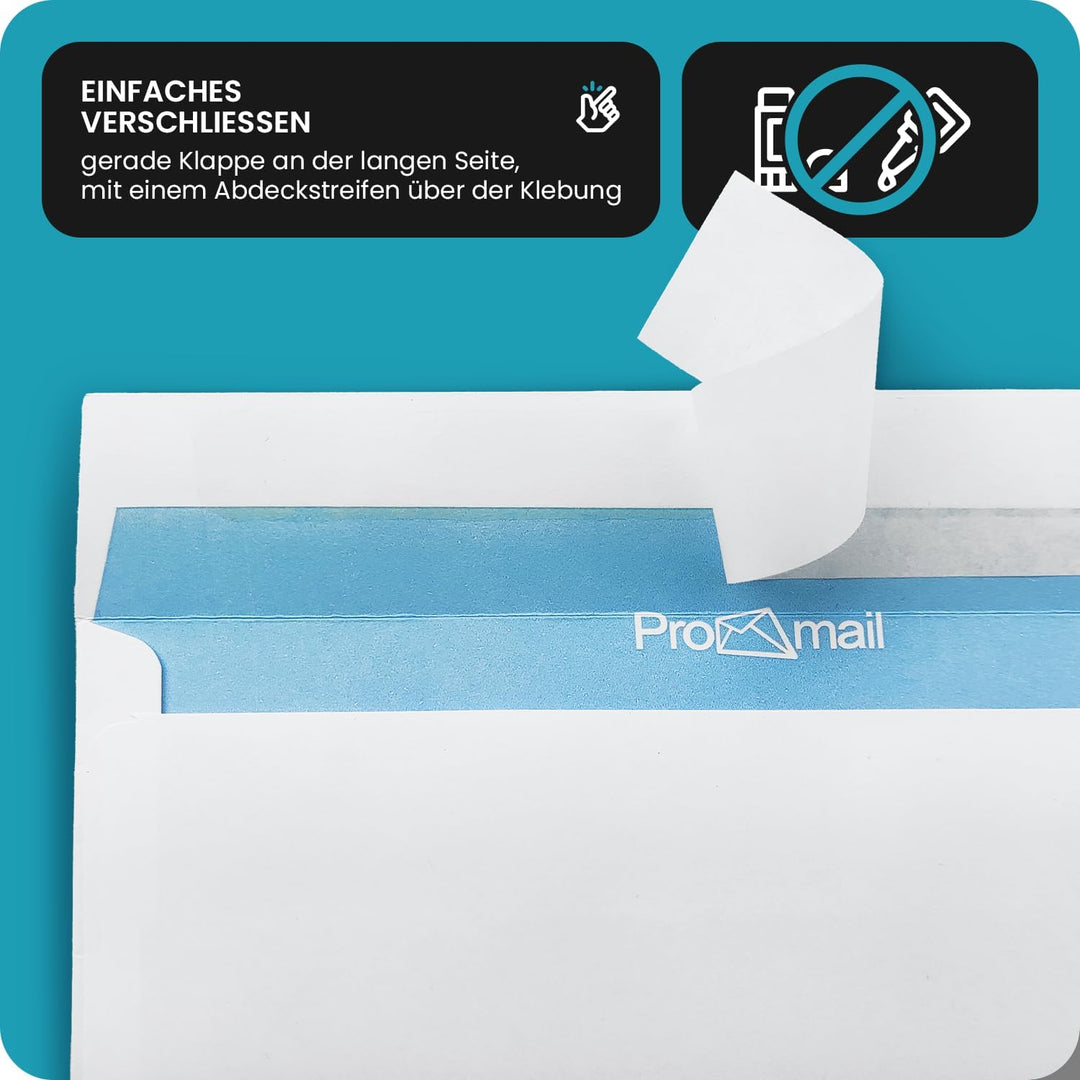 Netuno 200 Stück Briefumschläge DIN C6 & DL (je 100) Weiss ohne Fenster 90 g/m² mit Innendruck Haftk