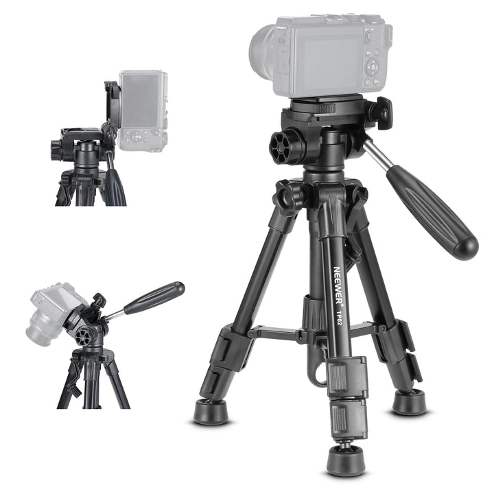 NEEWER Basic Mini Tisch Stativ für Kamera mit 3 Wege Schwenk Neigekopf und Handgriff, Kleiner tragba