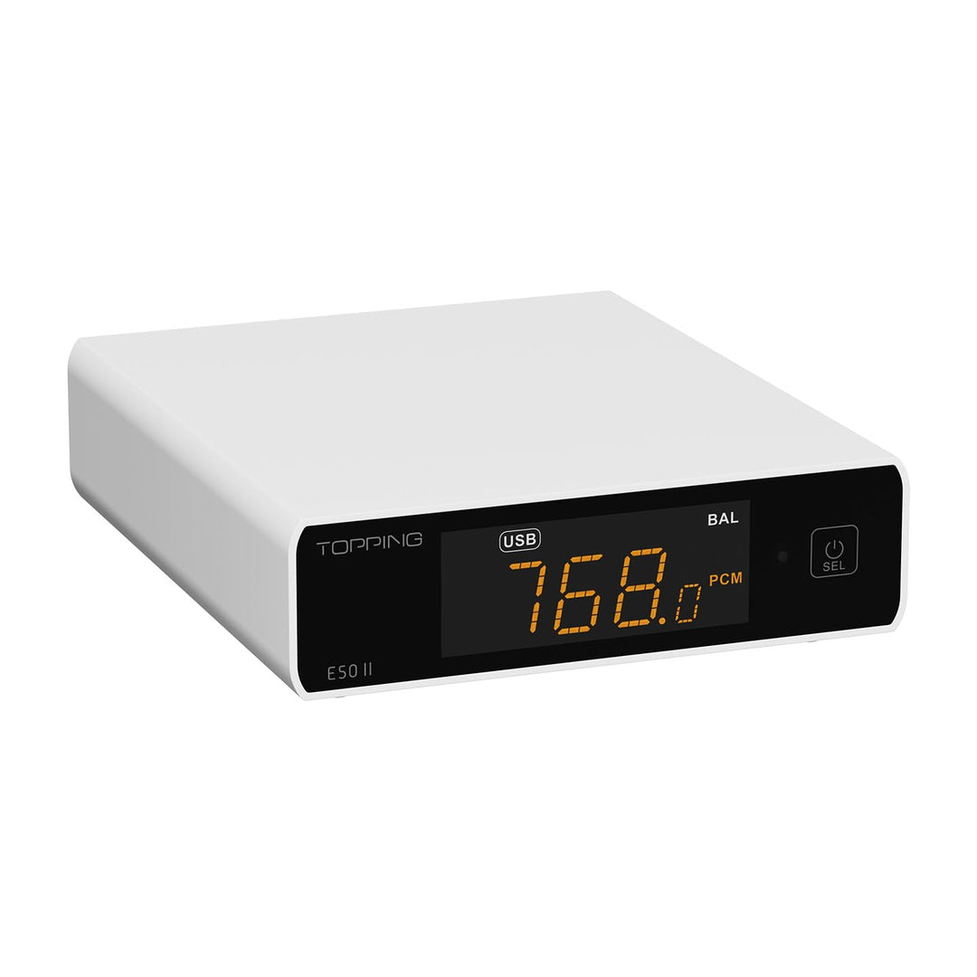 Topping E50 II Mini-HiFi-DAC AK4497S DSD512 PCM768kHz USB-DAC USB-C/Koax/Opt/BT-Eingänge RCA/TRS-Aus