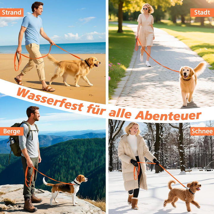 X XBEN Wasserdicht Schleppleine für Hunde, 20M Gummierte Schleppleine mit Abschliessbarer Karabine,