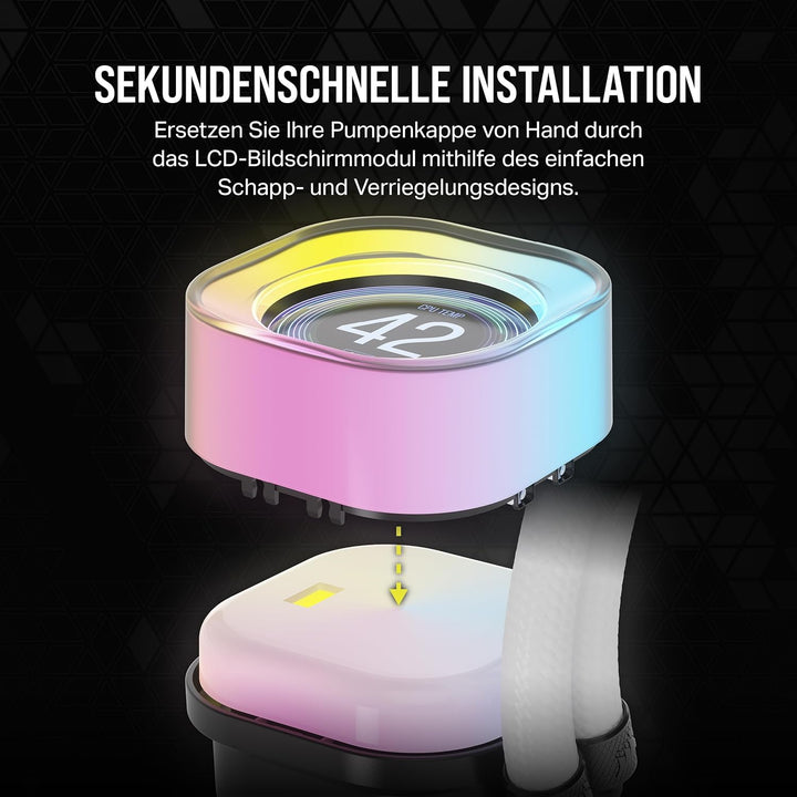 CORSAIR iCUE LINK AIO LCD-Bildschirmmodul - 2.1" IPS LCD-Bildschirm - 24 Einzeln Adressierbare RGB-L