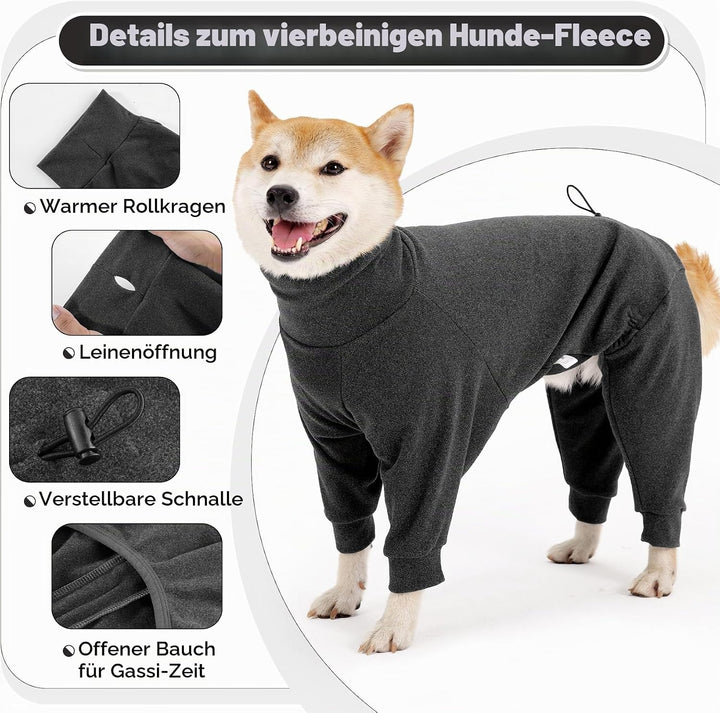 Dotoner Fleece Hundepullover Wintermantel Hundemantel Grosse Hunde Fleecejacke mit Beinen Hundebadem