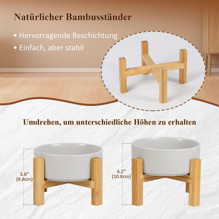 Futternapf Katze Hund Fressnapf Katze Katzennapf Erhöht mit Napf Ständer - Hundenapf Keramik - 2er K
