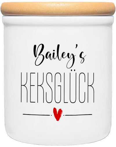 Cadouri Keramik Leckerli-Dose ROTES HERZ - personalisiert - mit Name deines Hundes┊Snackdose Keksdos