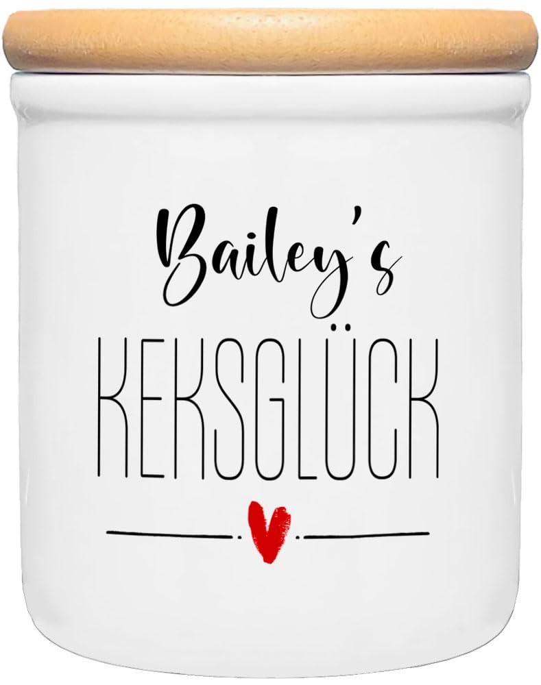 Cadouri Keramik Leckerli-Dose ROTES HERZ - personalisiert - mit Name deines Hundes┊Snackdose Keksdos