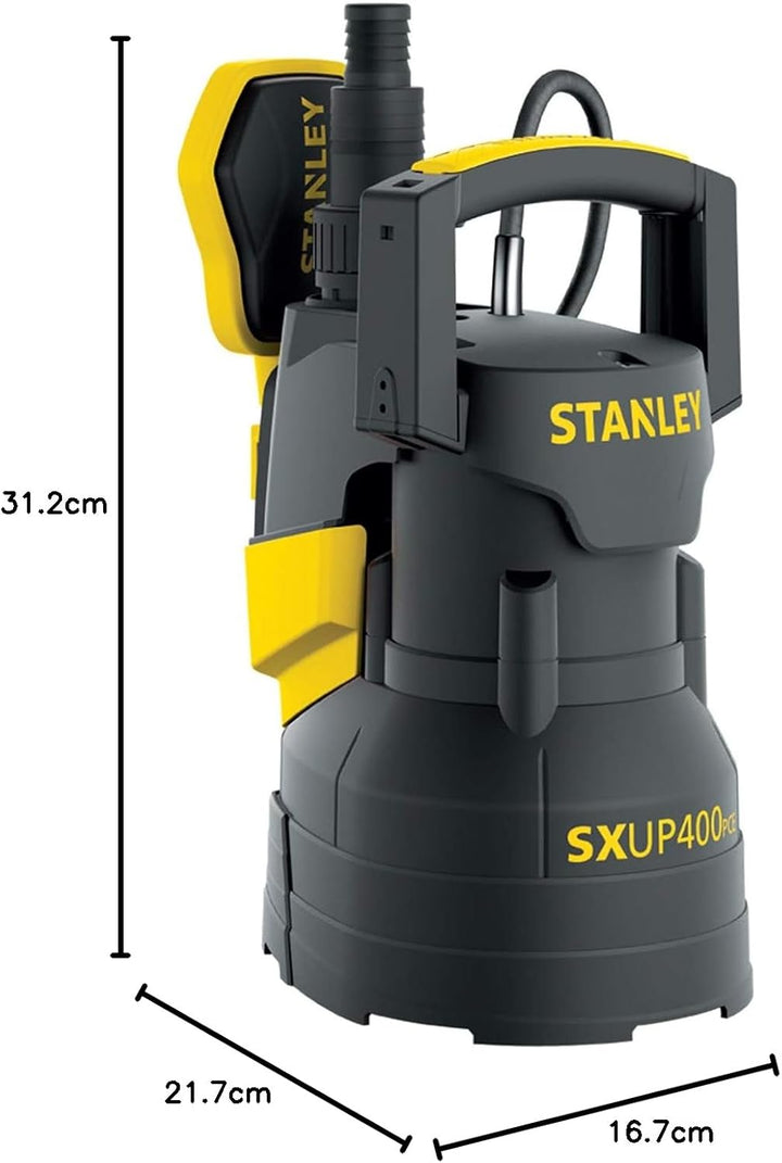 Stanley SXUP400PCE Tauchpumpe für Klarwasser (400 W, Förderleistung max. 9.000 l/h, Förderhöhe max.