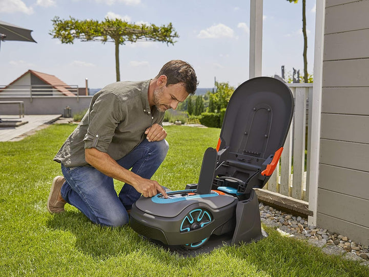 Gardena Garage für Mähroboter: Garage für Rasenmäher, optimaler Sonnen- und Regenschutz für Rasenrob