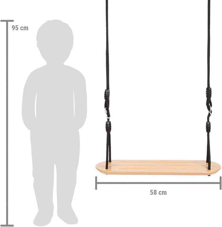 small foot Brettschaukel XL „Black Line“, extra breite Holzschaukel für Kinder und Erwachsene, ab 3