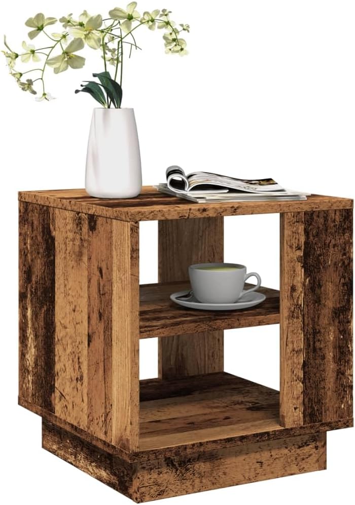 vidaXL Couchtisch Altholz-Optik 40x40x43 cm Holzwerkstoff 40 x 40 x 43 cm Antikes Holz 1, 40 x 40 x