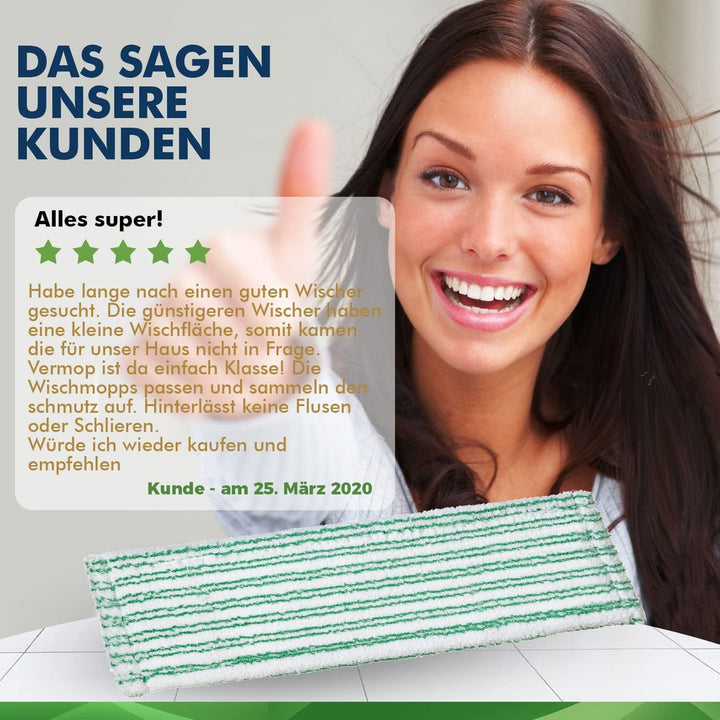 Okaei 10 Stück Wischmopp Bezug (50 cm) - Premium Bodenwischer-Wischbezug aus 100% Microfaser - Bezug