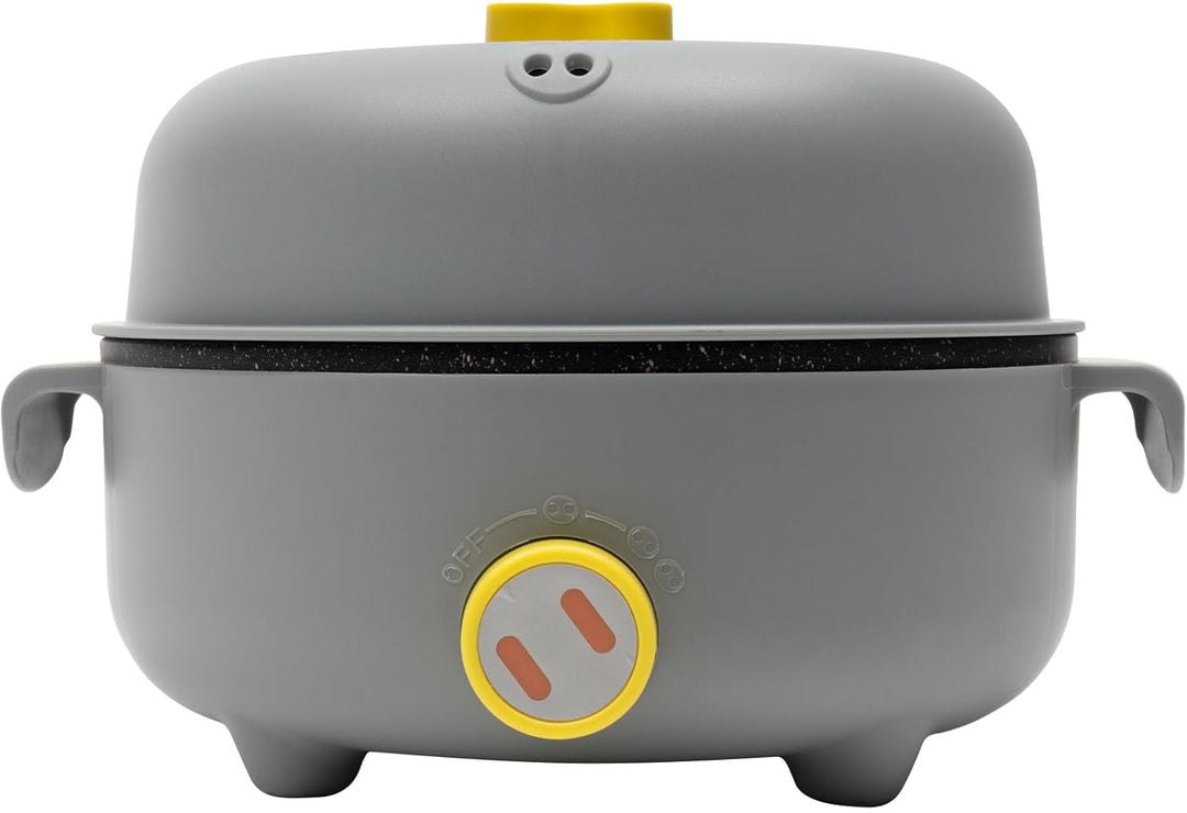 1.5L Elektrischer Hot Pot, Mini Multikocher mit 2 Dampfrosten für 1-2 Personen Haushalte Studentenwo