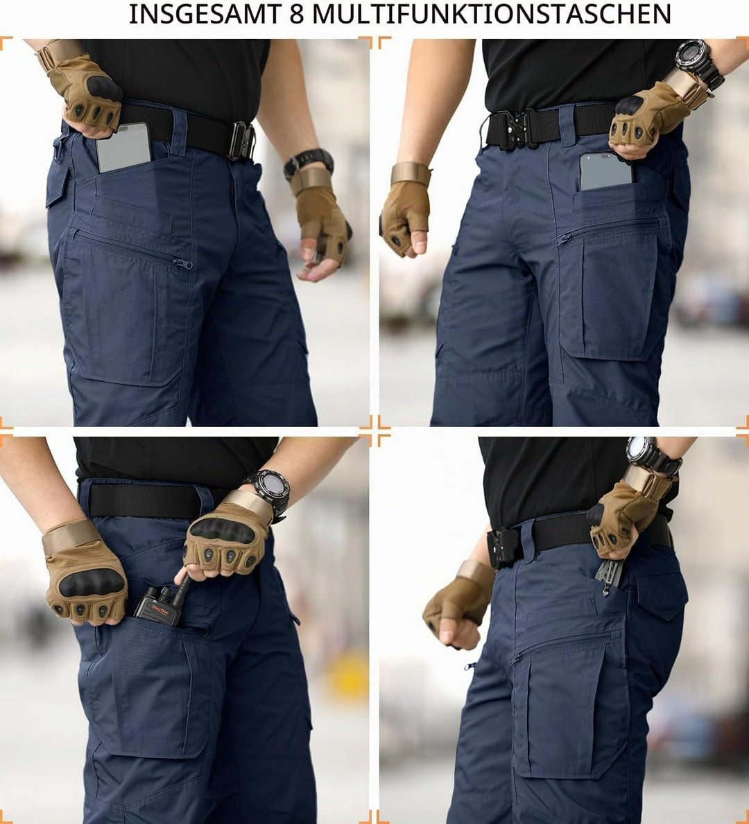 CARWORNIC Herren Taktische Hose wasserdichte Cargo Hose Militär Outdoorhose 36W / 32L Navy Blue, 36W