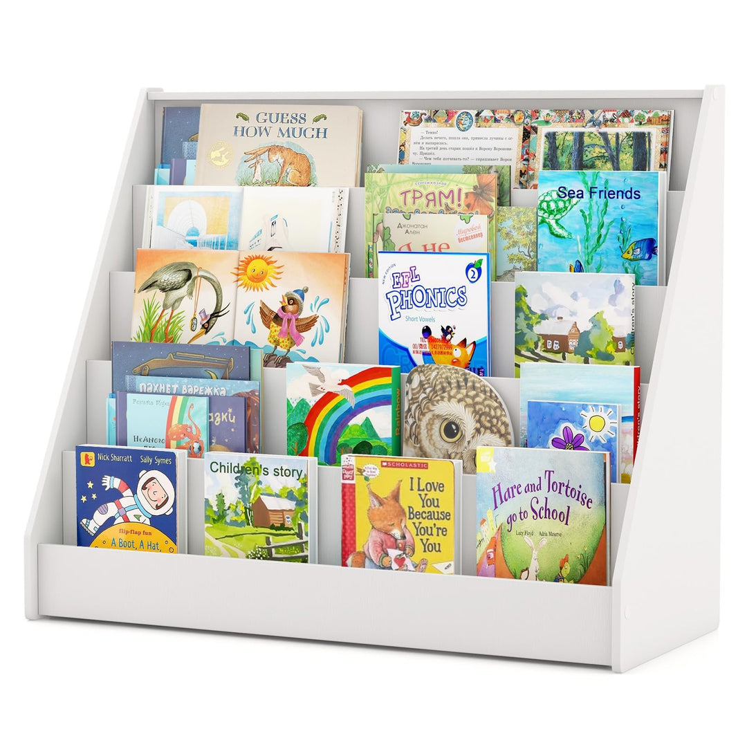COSTWAY Kinderregal mit 5 Fächern, Bücherregal Kinder, Zeitungsständer aus Holz, Aufbewahrungsregal