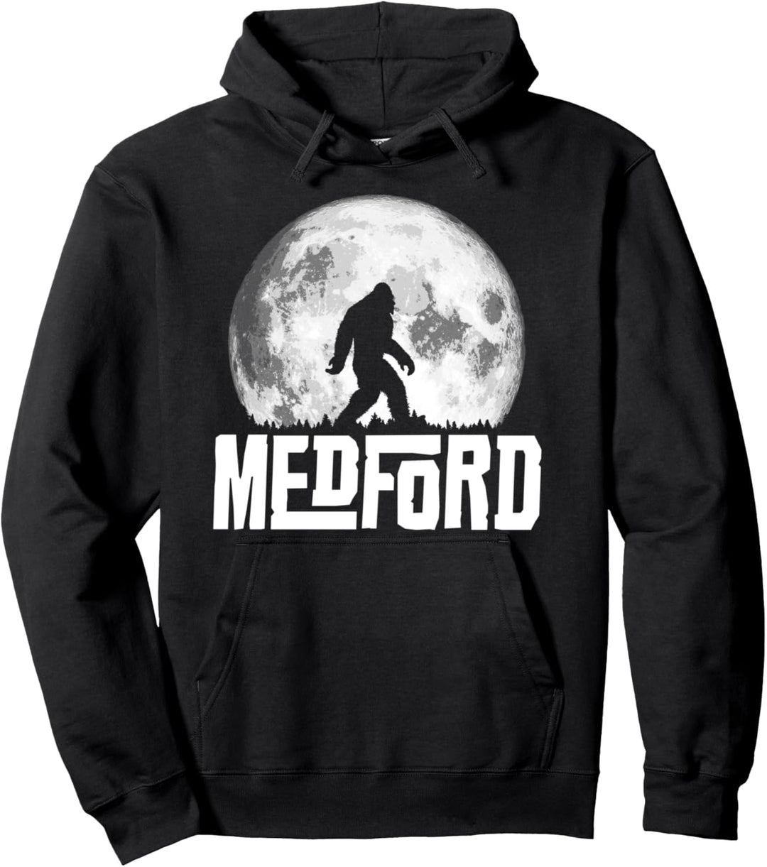Medford Bigfoot Vintage Full Moon Retro Squatch Pullover Hoodie