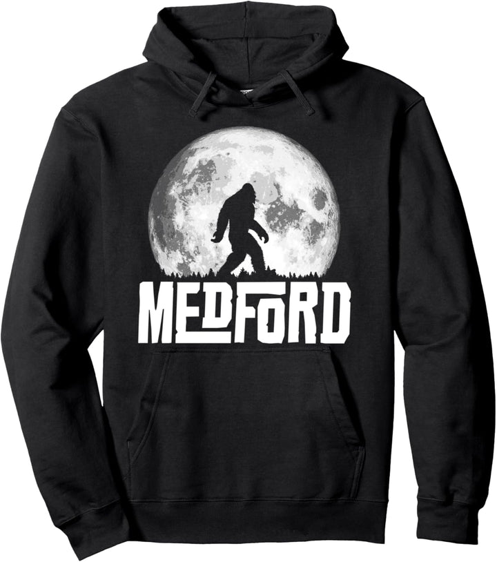 Medford Bigfoot Vintage Full Moon Retro Squatch Pullover Hoodie