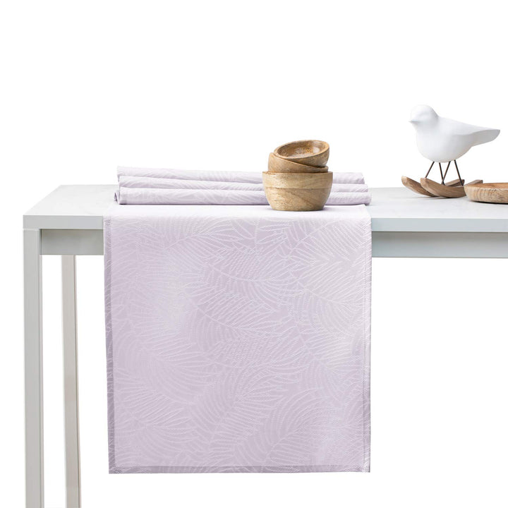 AmeliaHome Tischläufer Set 35x250 cm und 115x250 cm Lotuseffekt Wasserabweisend Blätter Flieder Gaia