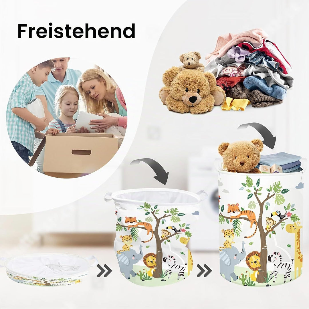 Süsses Waldtier Gross Wäschekorb Baum Laub Stoff Aufbewahrungskorb Kleidung Spielzeug Aufbewahrungsb