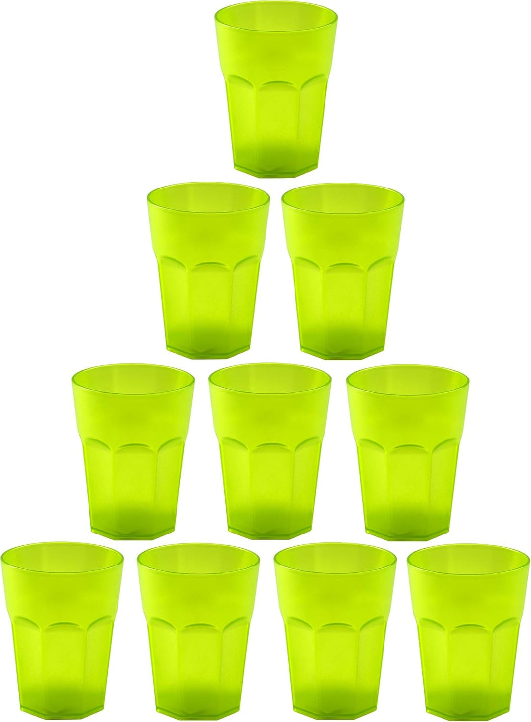 ENGELLAND - 10 x Plastikbecher, Trinkbecher, Grün, Cocktailbecher, 250 ml, mit Eichstrich, stapelbar