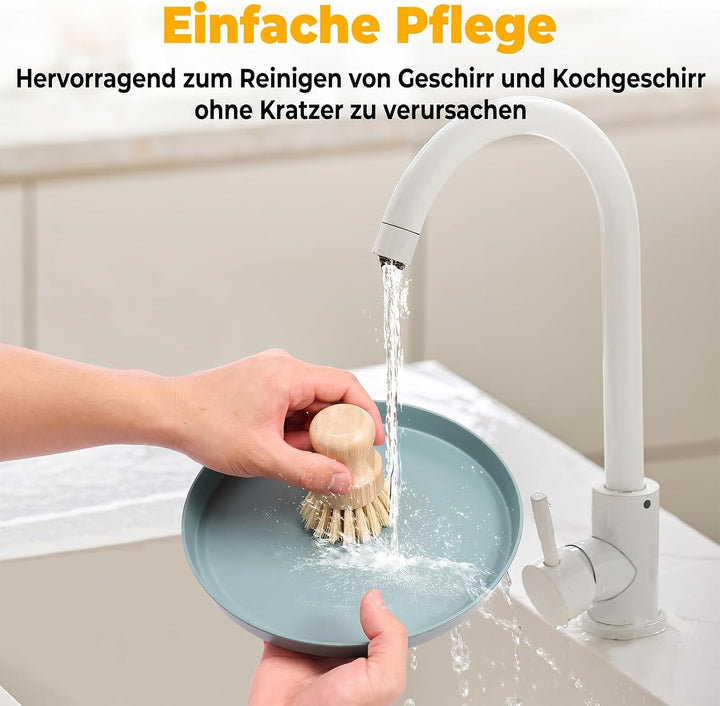 Bambus Spülbürste 5-teilig mit Flaschenbürste lang für Geschirr