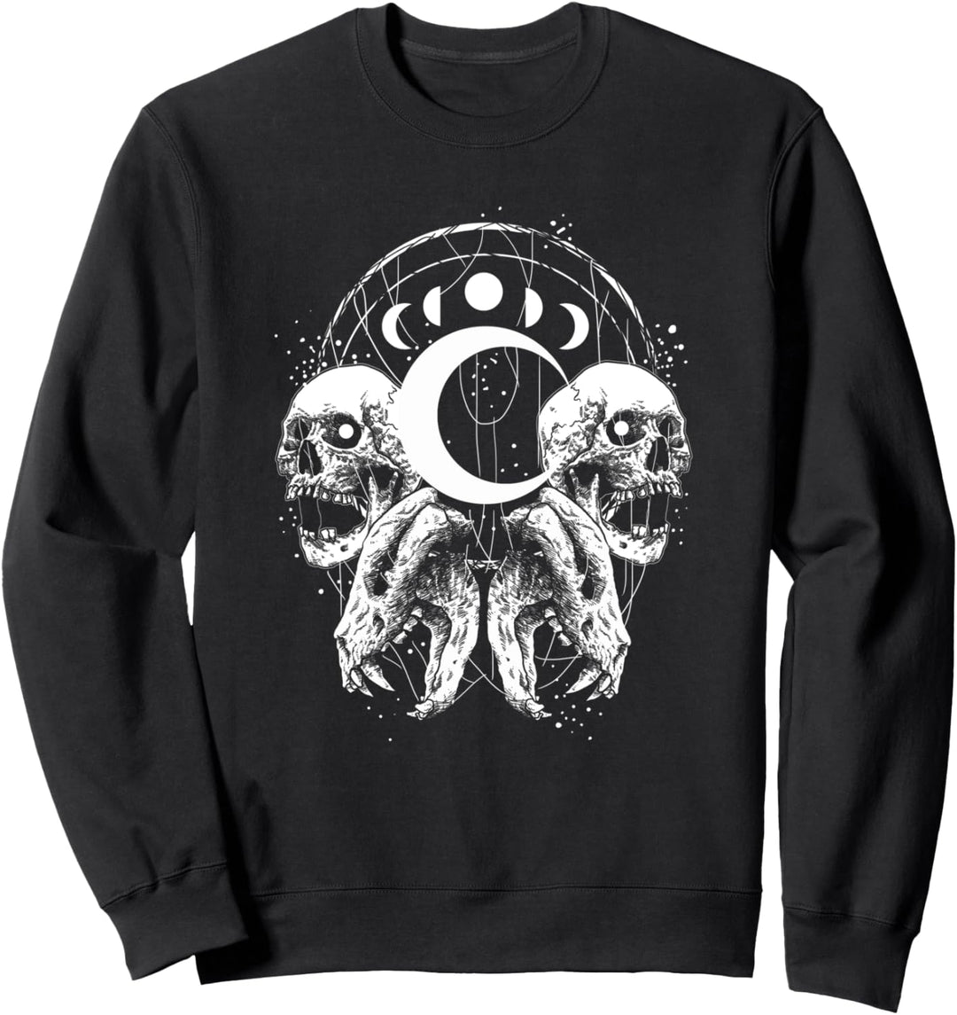 Skull Moon Phases Skulls Bones Moons Goth Gothic Occult Sweatshirt