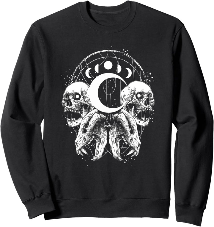 Skull Moon Phases Skulls Bones Moons Goth Gothic Occult Sweatshirt