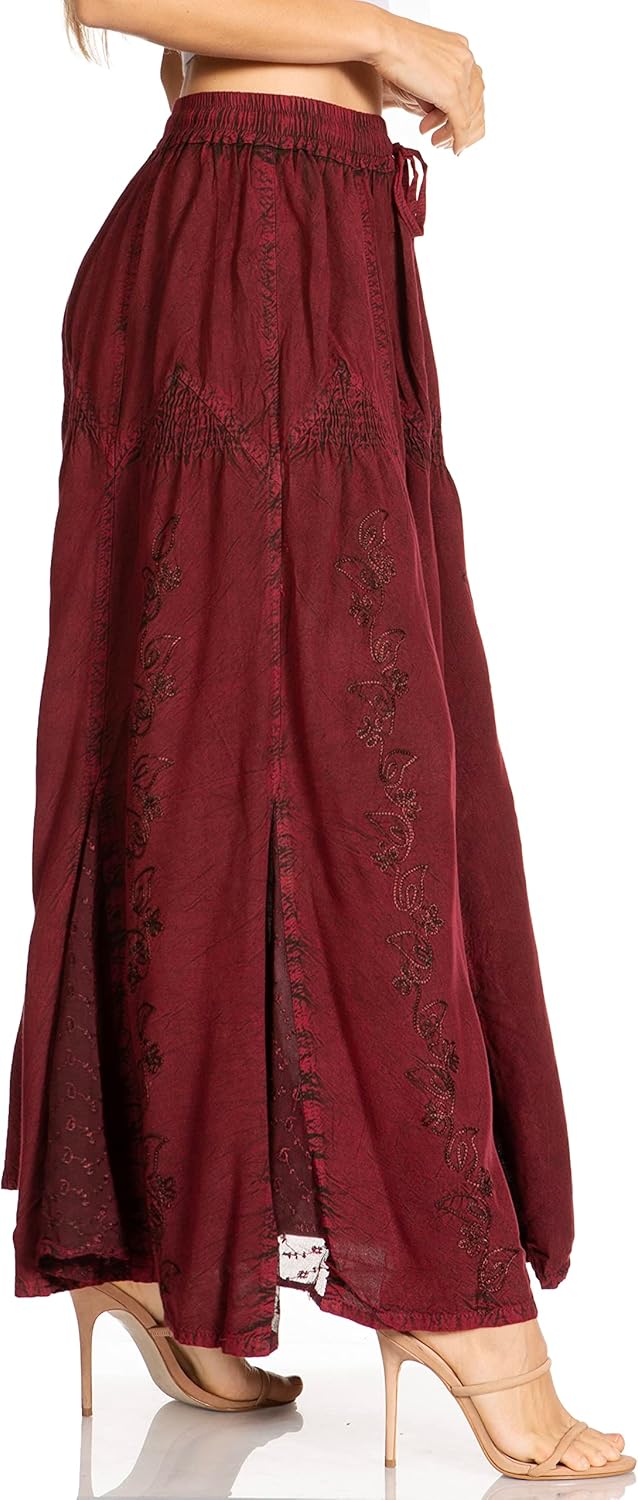 Sakkas Olivia Damen Maxi böhmischen Zigeuner Langen Rock mit elastischer Taille und Spitze Einheitsg