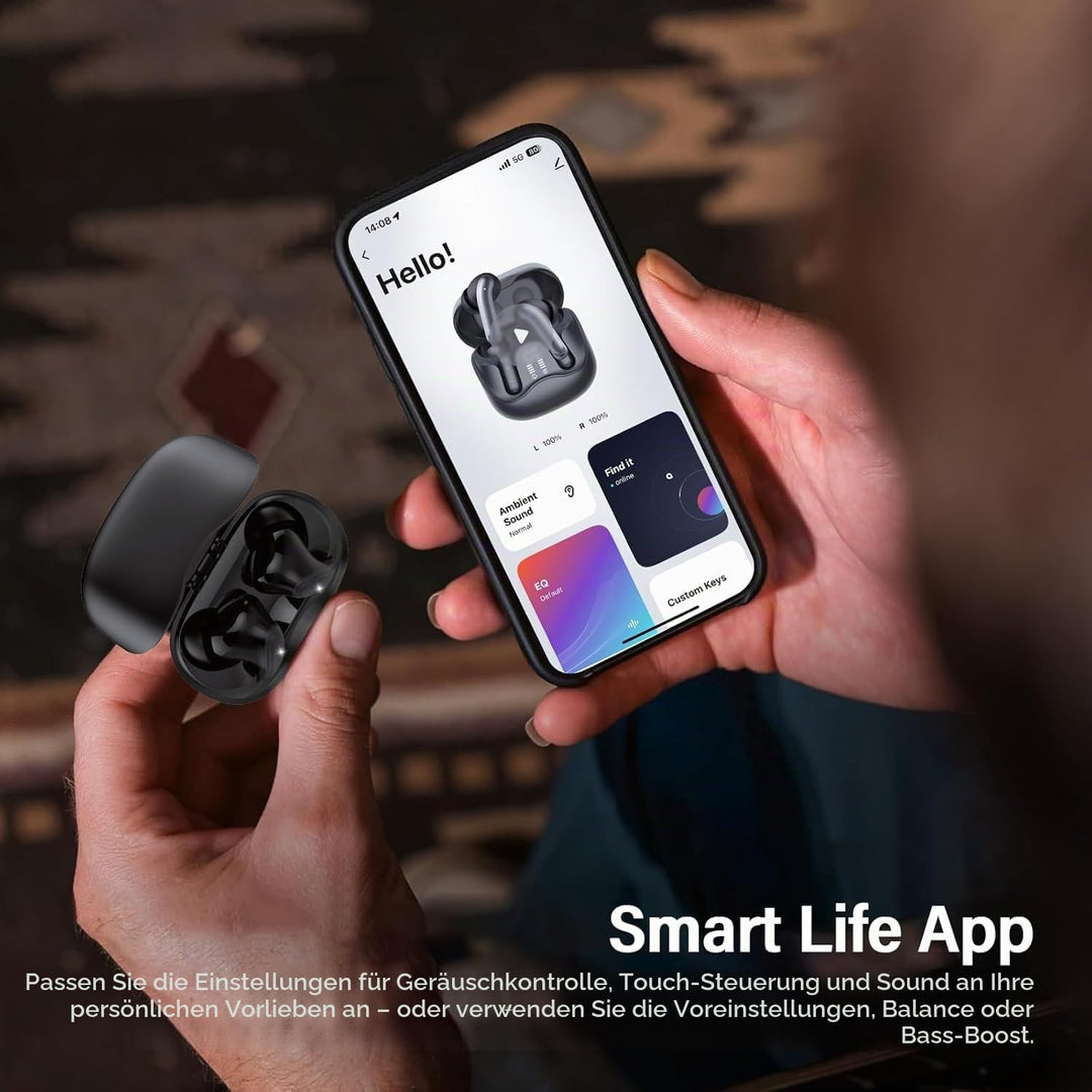 Bluetooth Kopfhörer mit Hybride Aktive Geräuschunterdrückung, In Ear Kopfhörer Kabellos Bluetooth 5.