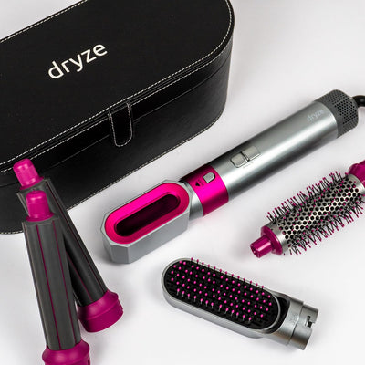 Dryze airstyler 5 in 1, lockenstab, haartrockner, warmluftbürste, föhnbürste, föhn… (Pink/Grey), Pin