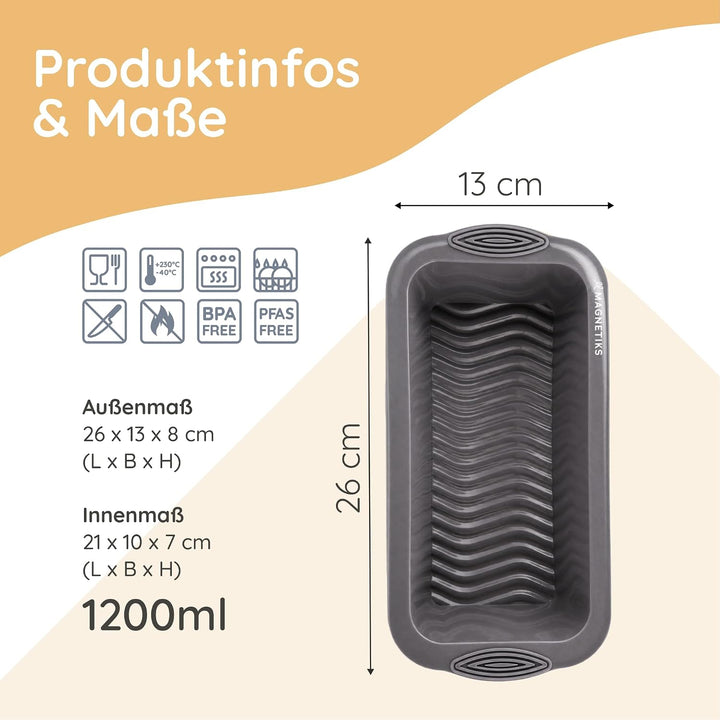 Backefix flexible Silikon Brotbackform 500g, Kastenform klein 21cm, als Kuchenform Kasten, ideal zum