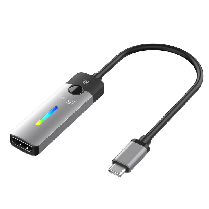 j5create USB Typ C zu HDMI Adapter (8K@60Hz, 4K@120Hz) mit RGB LED Licht für MacBook Pro, MacBook Ai