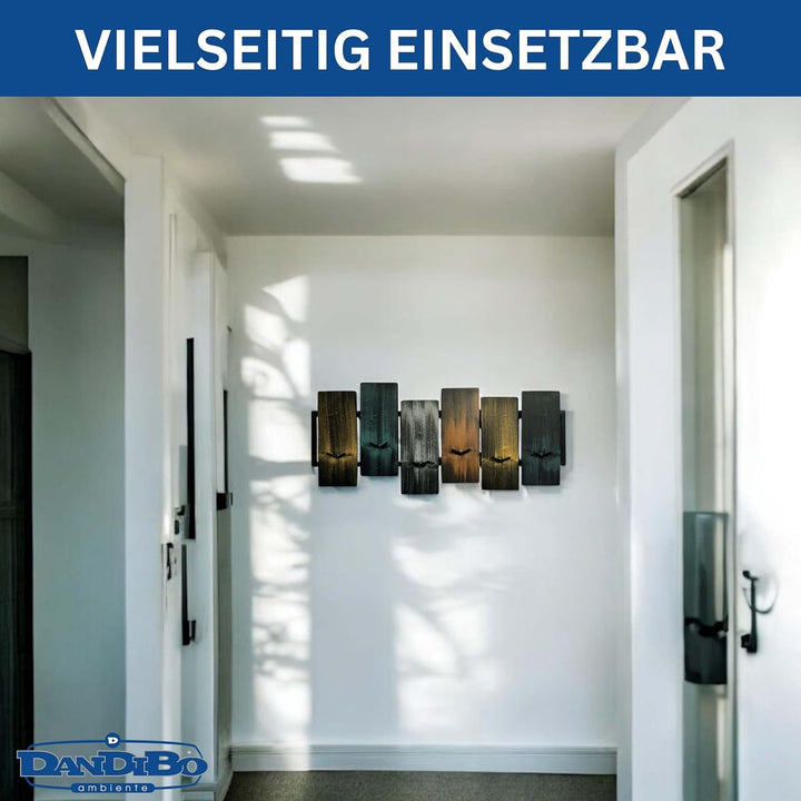 DanDiBo Garderobe Wand Schwarz Metall 96629 Wandgarderobe mit 12 Haken Modern Hakenleiste Garderoben